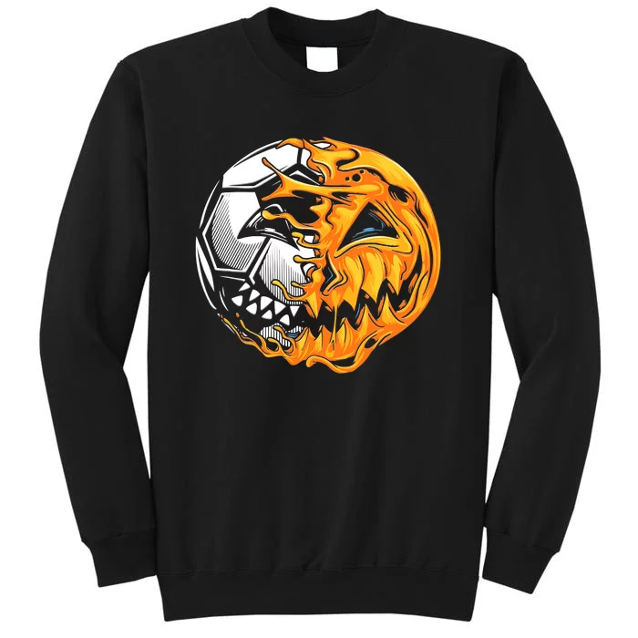 Halloween Soccer Player Pumpkin Skeleton Tall Sweatshirt