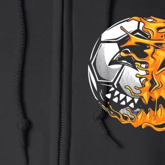 Halloween Soccer Player Pumpkin Skeleton Full Zip Hoodie