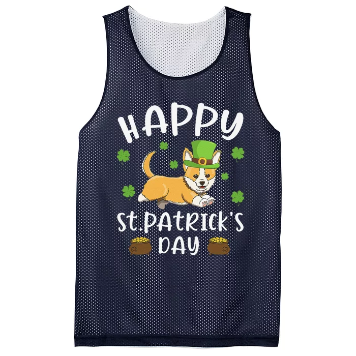 Happy St. Patricks Day Funy Saint Patricks Corgi Dog Gift Mesh Reversible Basketball Jersey Tank