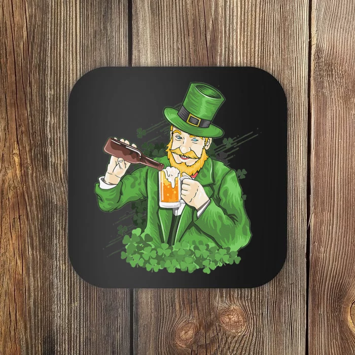 Happy Saint Patrick's Day Drunk Leprechaun Shamrock Irishman Coaster