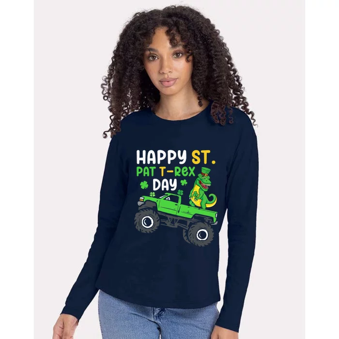 Happy St Pat Trex Day Boy St Patrick's Day Trex Womens Cotton Relaxed Long Sleeve T-Shirt