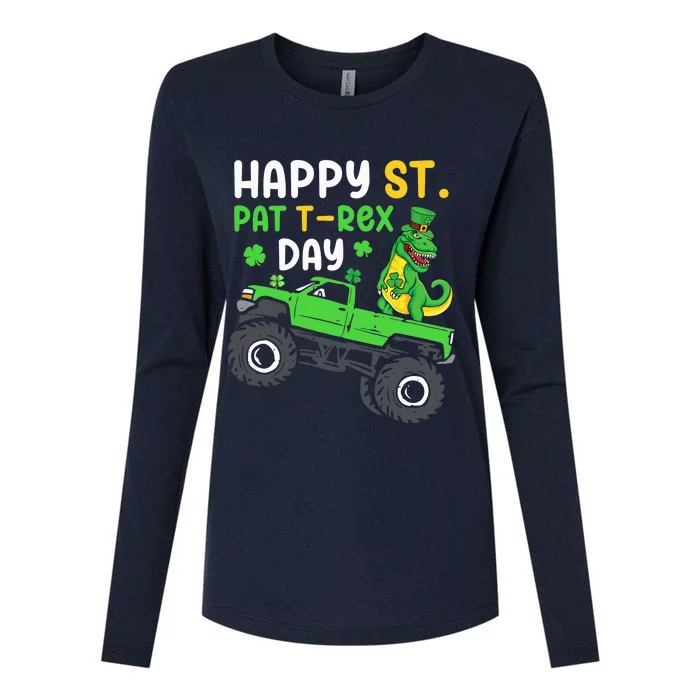 Happy St Pat Trex Day Boy St Patrick's Day Trex Womens Cotton Relaxed Long Sleeve T-Shirt