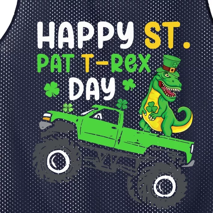 Happy St Pat Trex Day Boy St Patrick's Day Trex Mesh Reversible Basketball Jersey Tank