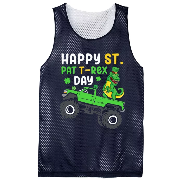 Happy St Pat Trex Day Boy St Patrick's Day Trex Mesh Reversible Basketball Jersey Tank