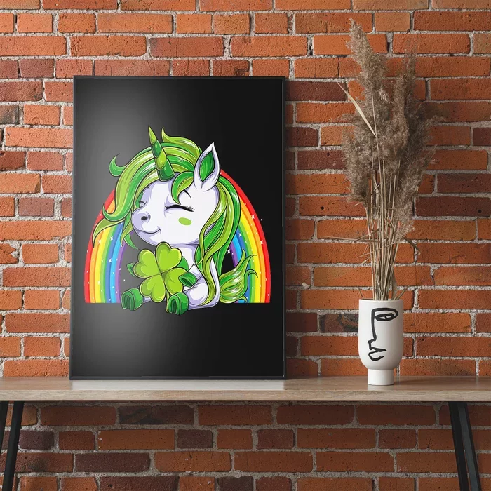 Happy St Patricks Day Irish Unicorn Shamrock Poster