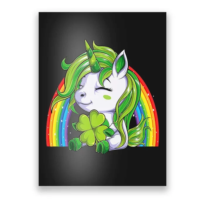 Happy St Patricks Day Irish Unicorn Shamrock Poster