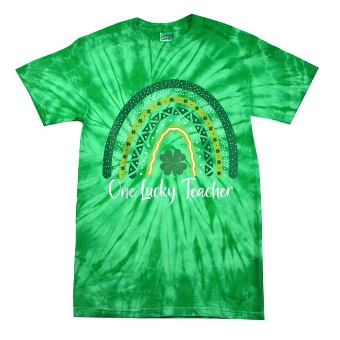 Happy St Patricks Day Cute One Lucky Teacher Rainbow Outfit Tie-Dye T-Shirt