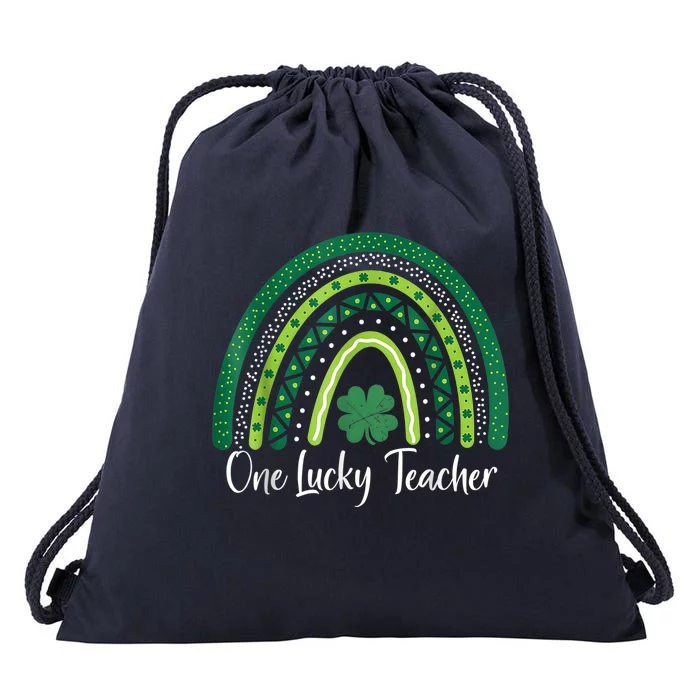 Happy St Patricks Day Cute One Lucky Teacher Rainbow Outfit Drawstring Bag