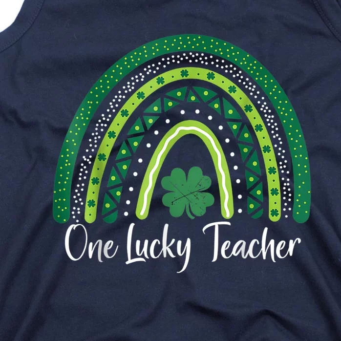 Happy St Patricks Day Cute One Lucky Teacher Rainbow Outfit Tank Top