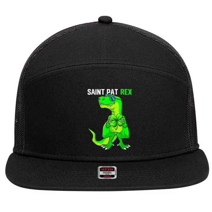 Happy St Pat T Rex Saint Patrick's Day Funny Dinosaur Boys 7 Panel Mesh Trucker Snapback Hat