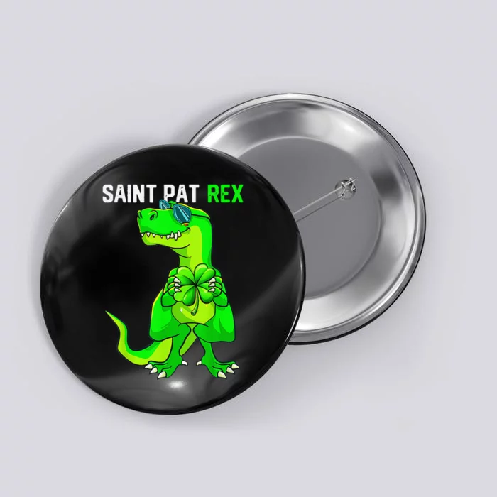 Happy St Pat T Rex Saint Patrick's Day Funny Dinosaur Boys Button