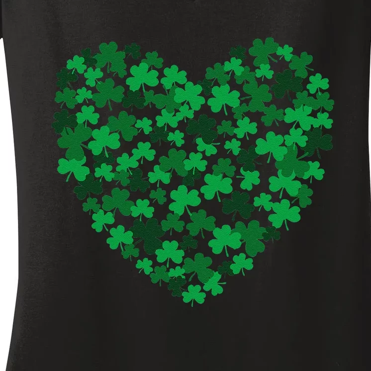 Happy Saint Patricks Day Shamrock Heart Women's V-Neck T-Shirt