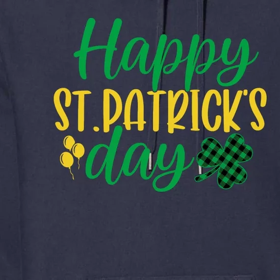 Happy St Patricks Day Green Plaid Clover Premium Hoodie