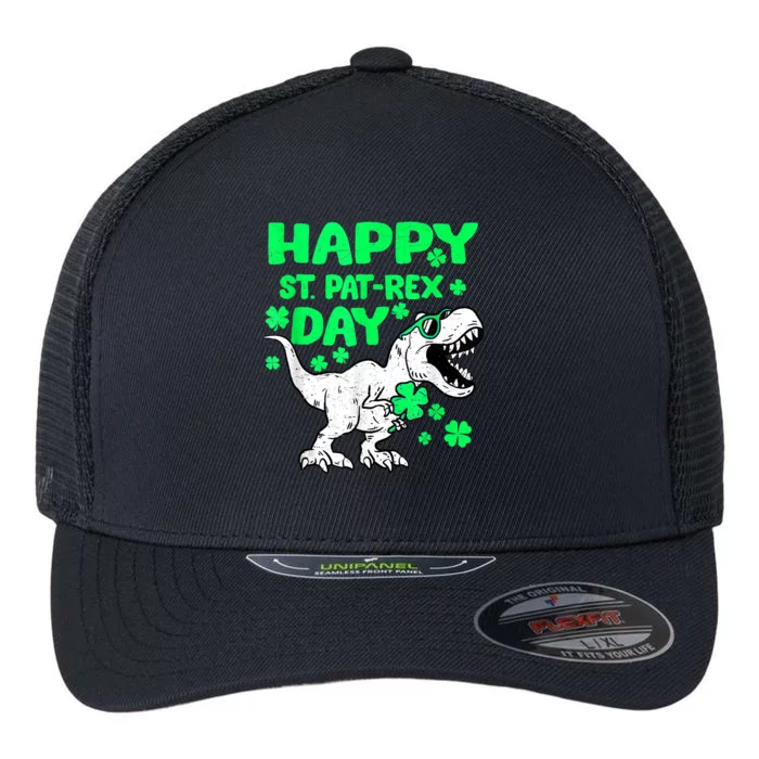 Happy St PaT Rex Dinosaur Saint Patrick's Day Flexfit Unipanel Trucker Cap