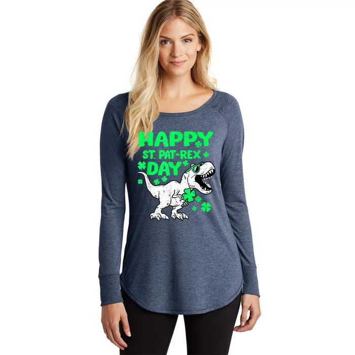 Happy St PaT Rex Dinosaur Saint Patrick's Day Women's Perfect Tri Tunic Long Sleeve Shirt