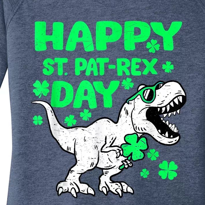 Happy St PaT Rex Dinosaur Saint Patrick's Day Women's Perfect Tri Tunic Long Sleeve Shirt