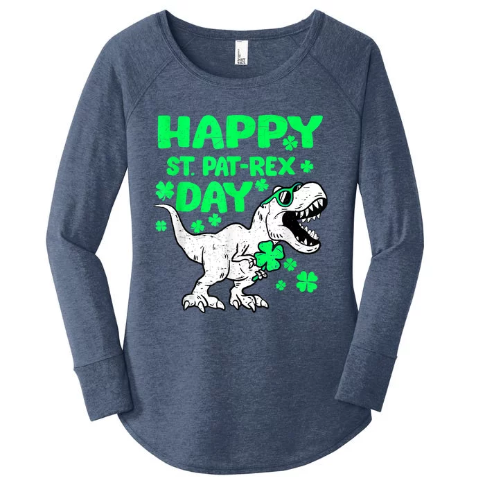 Happy St PaT Rex Dinosaur Saint Patrick's Day Women's Perfect Tri Tunic Long Sleeve Shirt