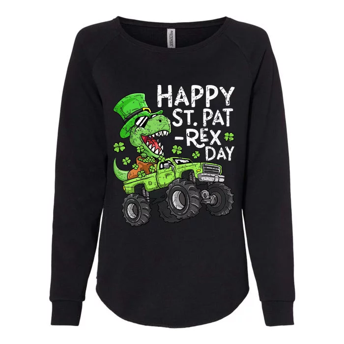 Happy St PatRex Day St Patricks Day Dinosaur Monster Truck Womens California Wash Sweatshirt