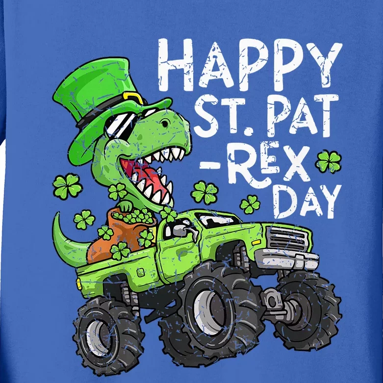 Happy St PatRex Day St Patricks Day Dinosaur Monster Truck Kids Long Sleeve Shirt