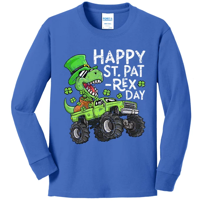 Happy St PatRex Day St Patricks Day Dinosaur Monster Truck Kids Long Sleeve Shirt