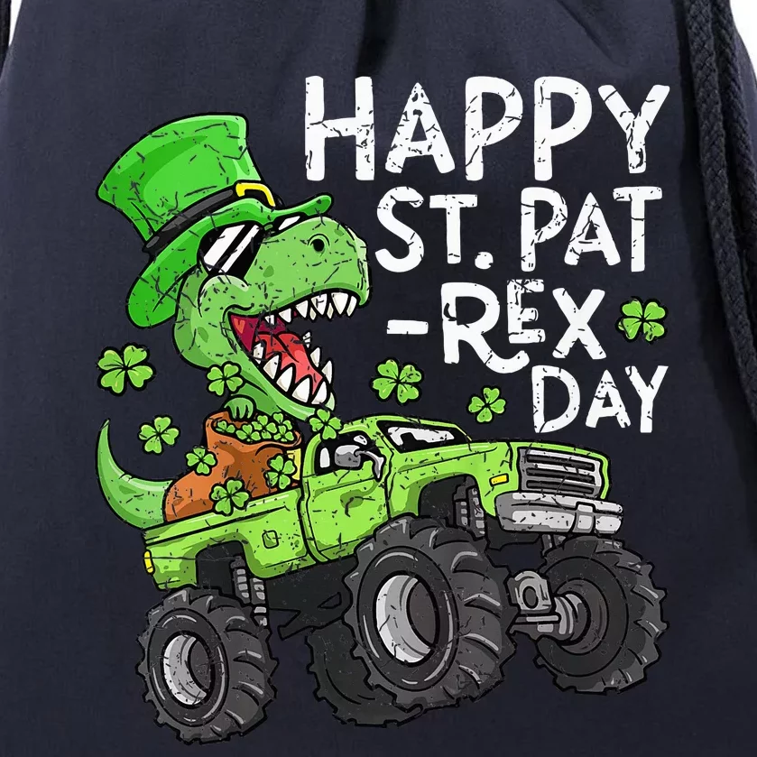 Happy St PatRex Day St Patricks Day Dinosaur Monster Truck Drawstring Bag