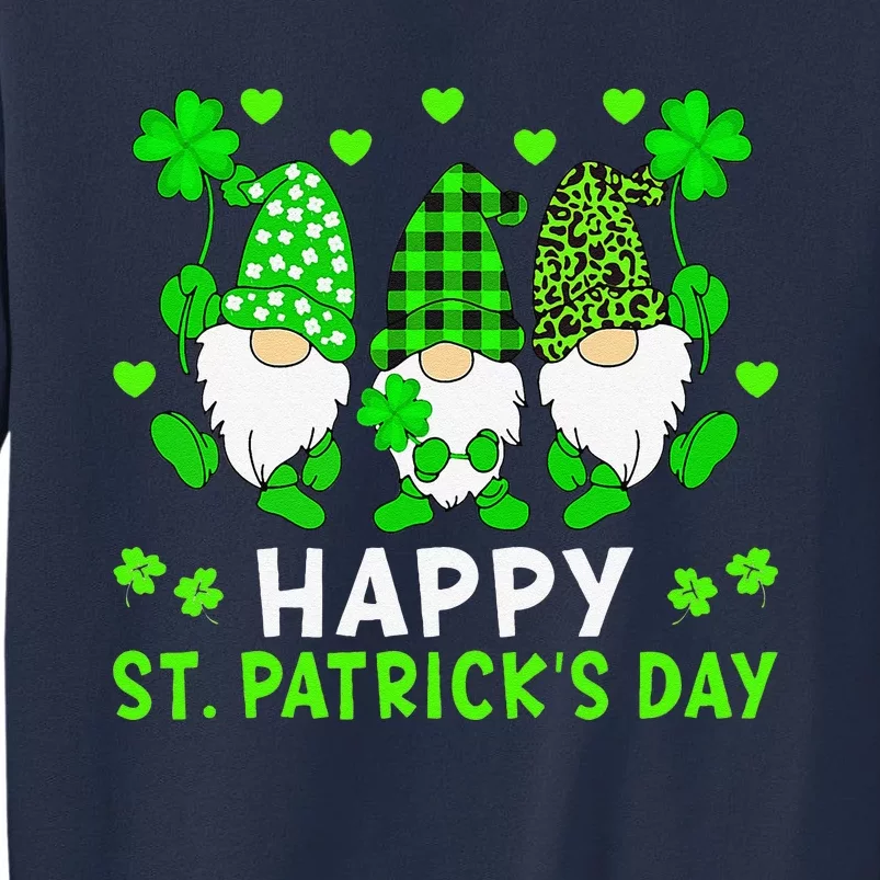 Happy St Patrick's Dayhree Gnomes Holding Shamrock Leopard Sweatshirt