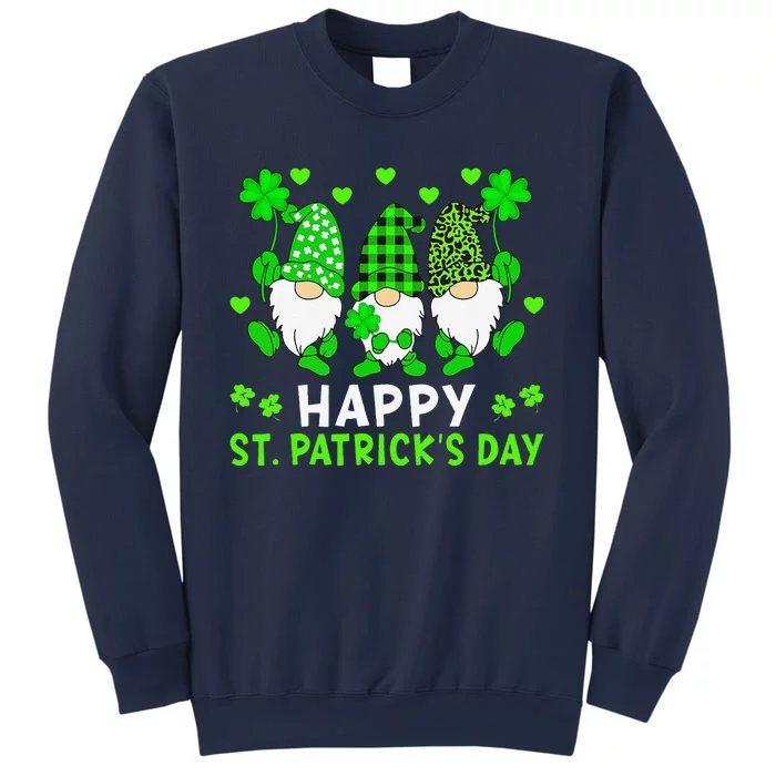 Happy St Patrick's Dayhree Gnomes Holding Shamrock Leopard Sweatshirt