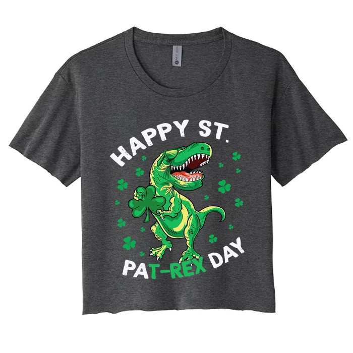 Happy St Patrex Day Funny Irish T-Rex Saint Patricks Dino Women's Crop Top Tee