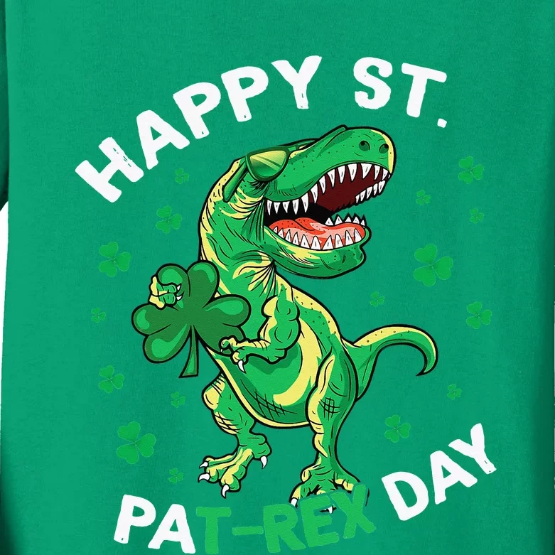 Happy St Patrex Day Funny Irish T-Rex Saint Patricks Dino Kids Long Sleeve Shirt