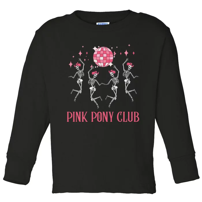 Halloween Skeleton Pony Club Cowgirl Western Birthday Toddler Long Sleeve Shirt