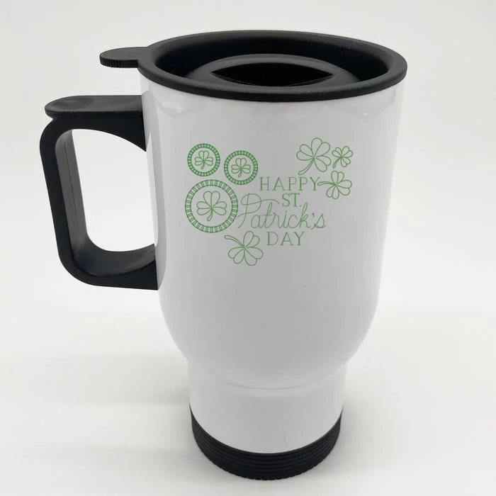 Happy St Patrick's Day Holiday Gift Front & Back Stainless Steel Travel Mug