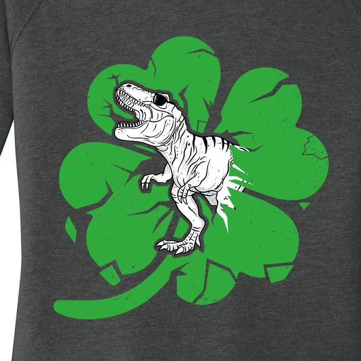 Happy St Pat T Rex Day Dinosaur Clover St PatrickS Day Women's Perfect Tri Tunic Long Sleeve Shirt