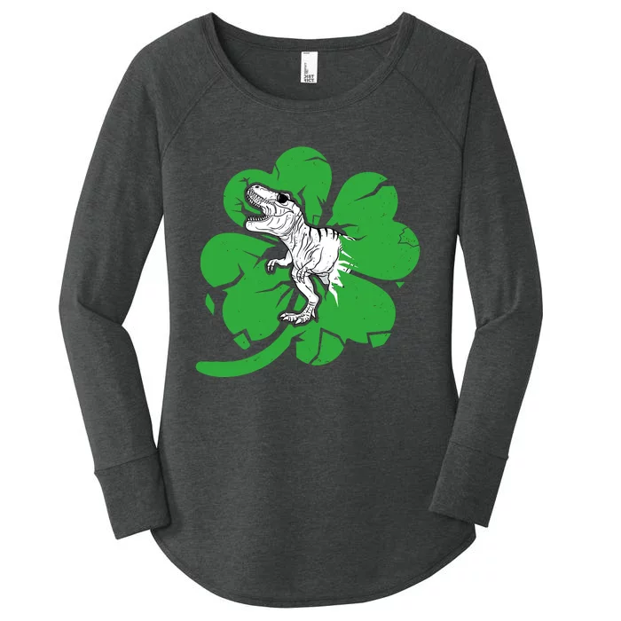 Happy St Pat T Rex Day Dinosaur Clover St PatrickS Day Women's Perfect Tri Tunic Long Sleeve Shirt