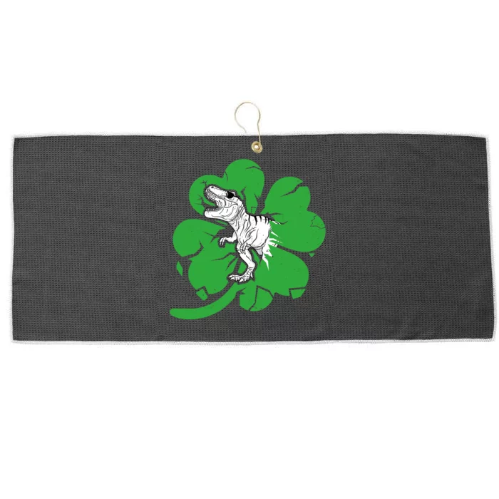 Happy St Pat T Rex Day Dinosaur Clover St PatrickS Day Large Microfiber Waffle Golf Towel