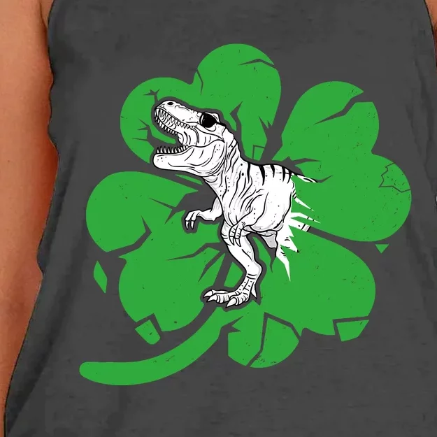 Happy St Pat T Rex Day Dinosaur Clover St PatrickS Day Women's Knotted Racerback Tank