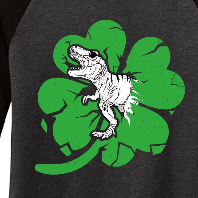 Happy St Pat T Rex Day Dinosaur Clover St PatrickS Day Women's Tri-Blend 3/4-Sleeve Raglan Shirt