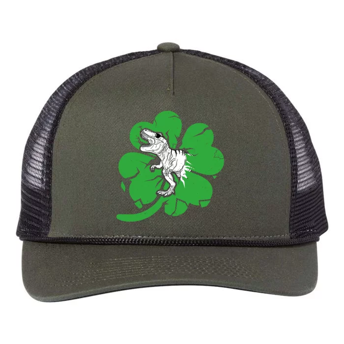 Happy St Pat T Rex Day Dinosaur Clover St PatrickS Day Retro Rope Trucker Hat Cap