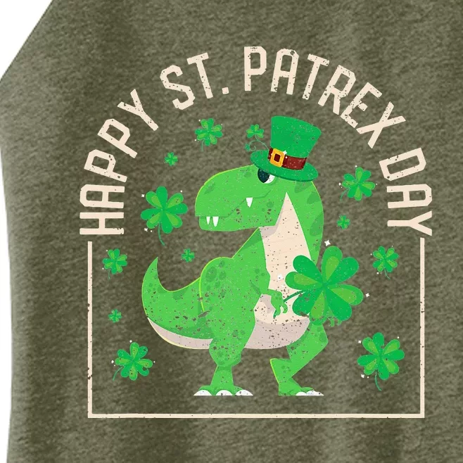 Happy St Patrex Day Funny Irish T-Rex Saint Patricks Dino Women’s Perfect Tri Rocker Tank