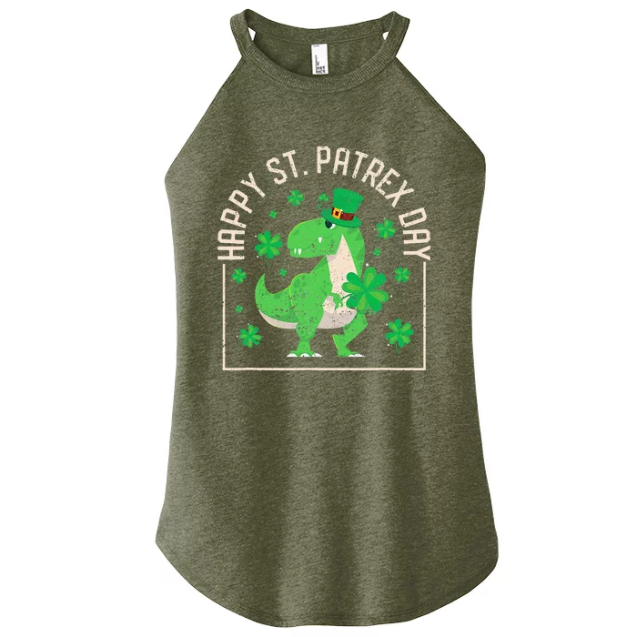 Happy St Patrex Day Funny Irish T-Rex Saint Patricks Dino Women’s Perfect Tri Rocker Tank