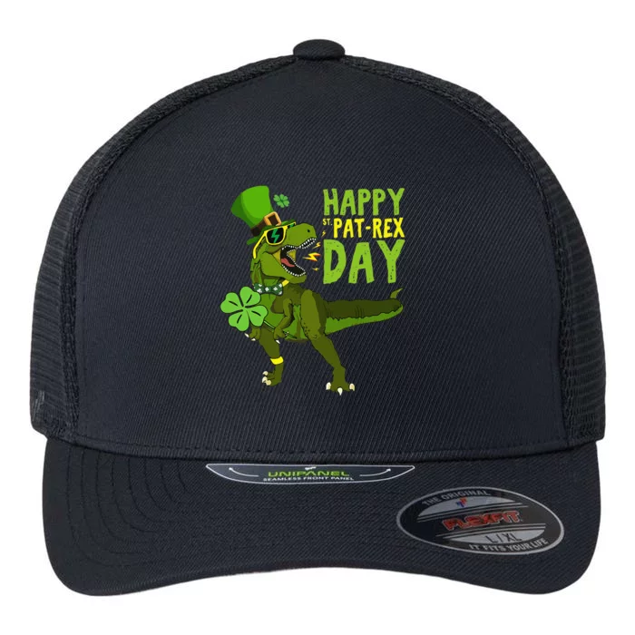 Happy St Pat Rex Day Saint Patrick's Day Dino Tyrannosaurus Flexfit Unipanel Trucker Cap