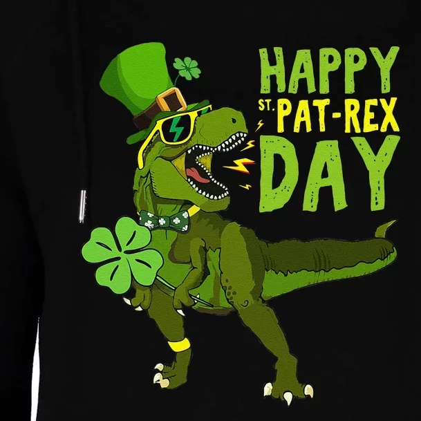 Happy St Pat Rex Day Saint Patrick's Day Dino Tyrannosaurus Womens Funnel Neck Pullover Hood