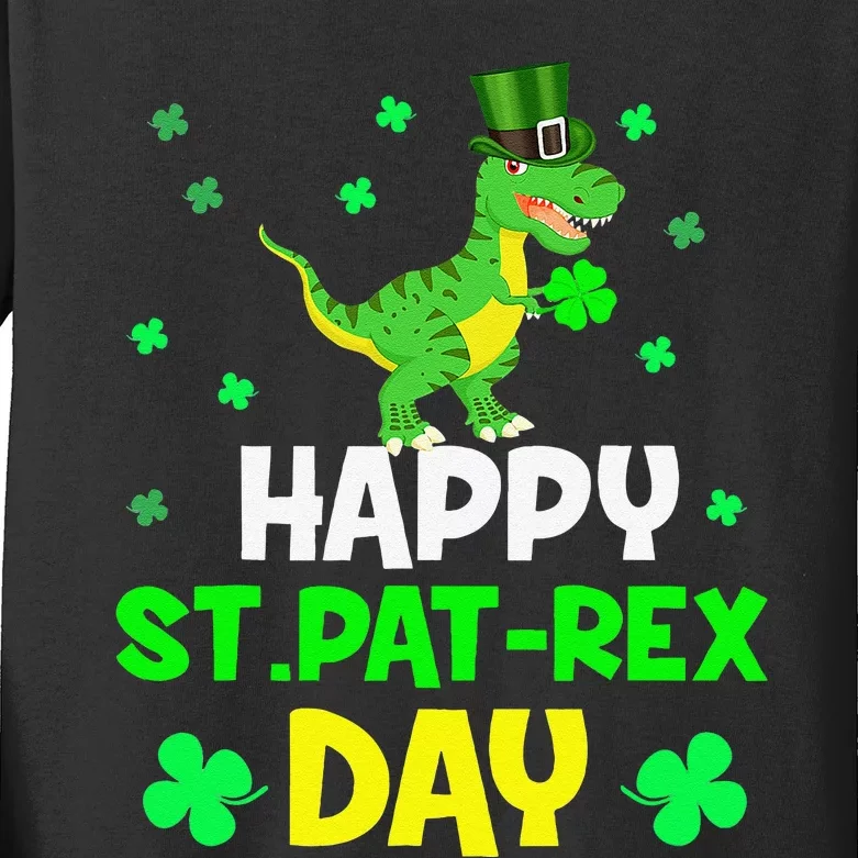 Happy St PaTRex Dinosaur Saint Patrick's Day Forss Kids Long Sleeve Shirt