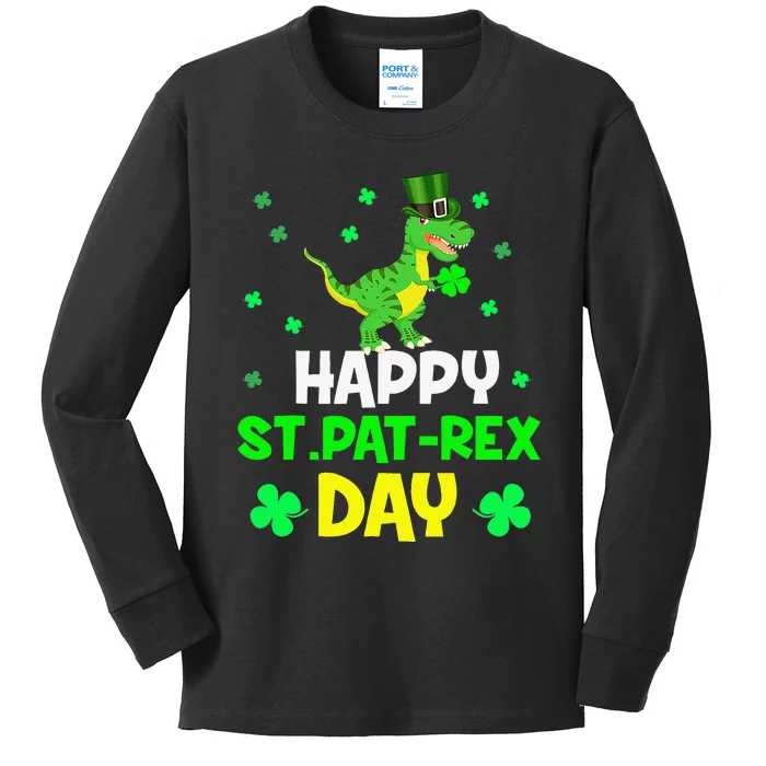 Happy St PaTRex Dinosaur Saint Patrick's Day Forss Kids Long Sleeve Shirt