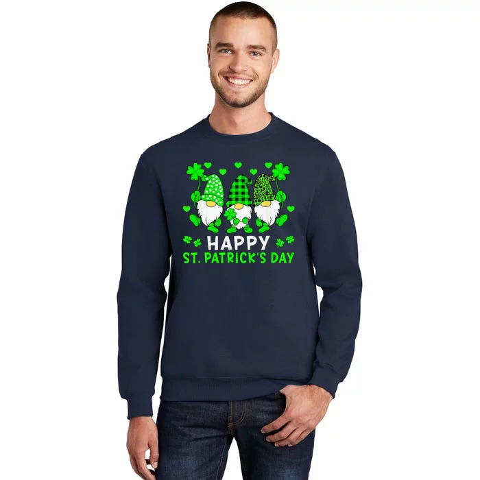 Happy St Patrick's Dayhree Gnomes Holding Shamrock Squad Sweatshirt