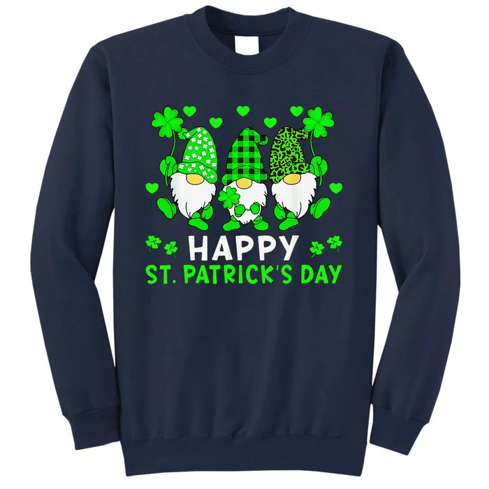 Happy St Patrick's Dayhree Gnomes Holding Shamrock Squad Tall Sweatshirt