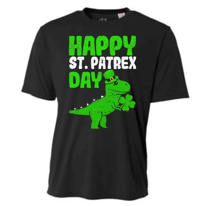 Happy St Patrex Day Funny Irish T-Rex Saint Patricks Dino Cooling Performance Crew T-Shirt