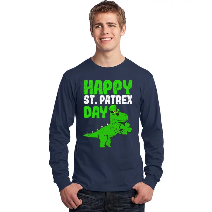 Happy St Patrex Day Funny Irish T-Rex Saint Patricks Dino Tall Long Sleeve T-Shirt