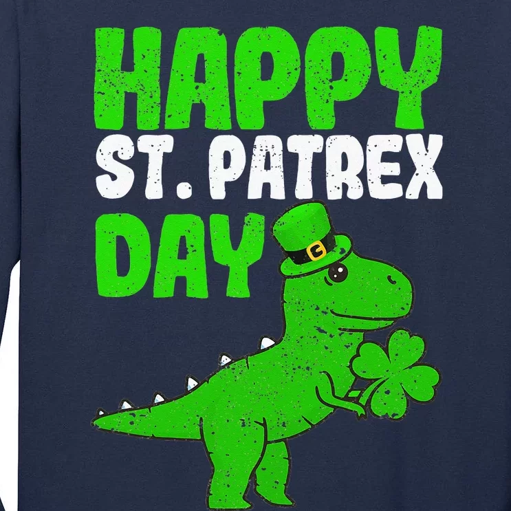 Happy St Patrex Day Funny Irish T-Rex Saint Patricks Dino Tall Long Sleeve T-Shirt