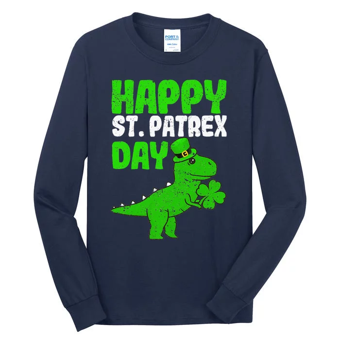 Happy St Patrex Day Funny Irish T-Rex Saint Patricks Dino Tall Long Sleeve T-Shirt