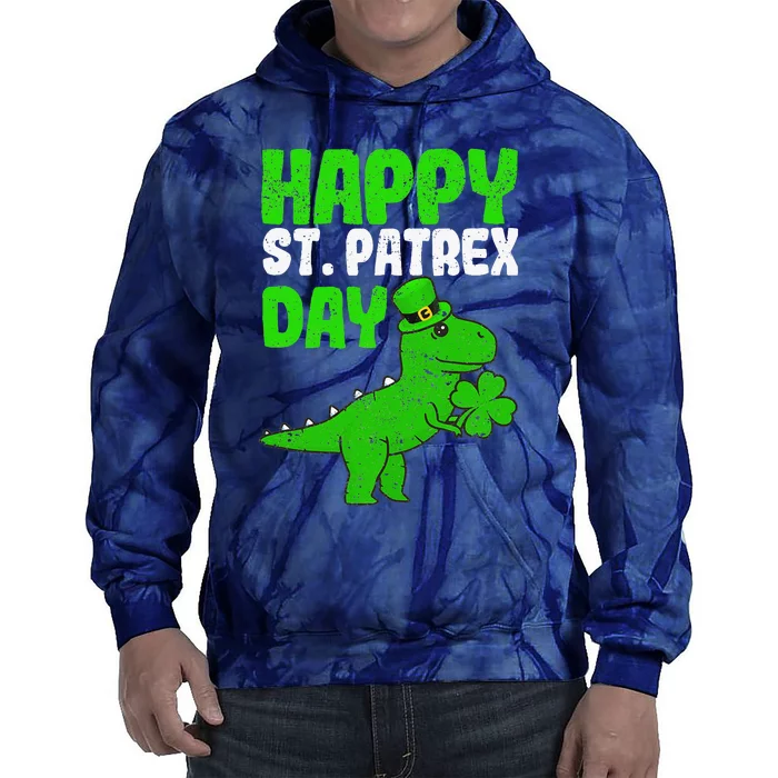 Happy St Patrex Day Funny Irish T-Rex Saint Patricks Dino Tie Dye Hoodie